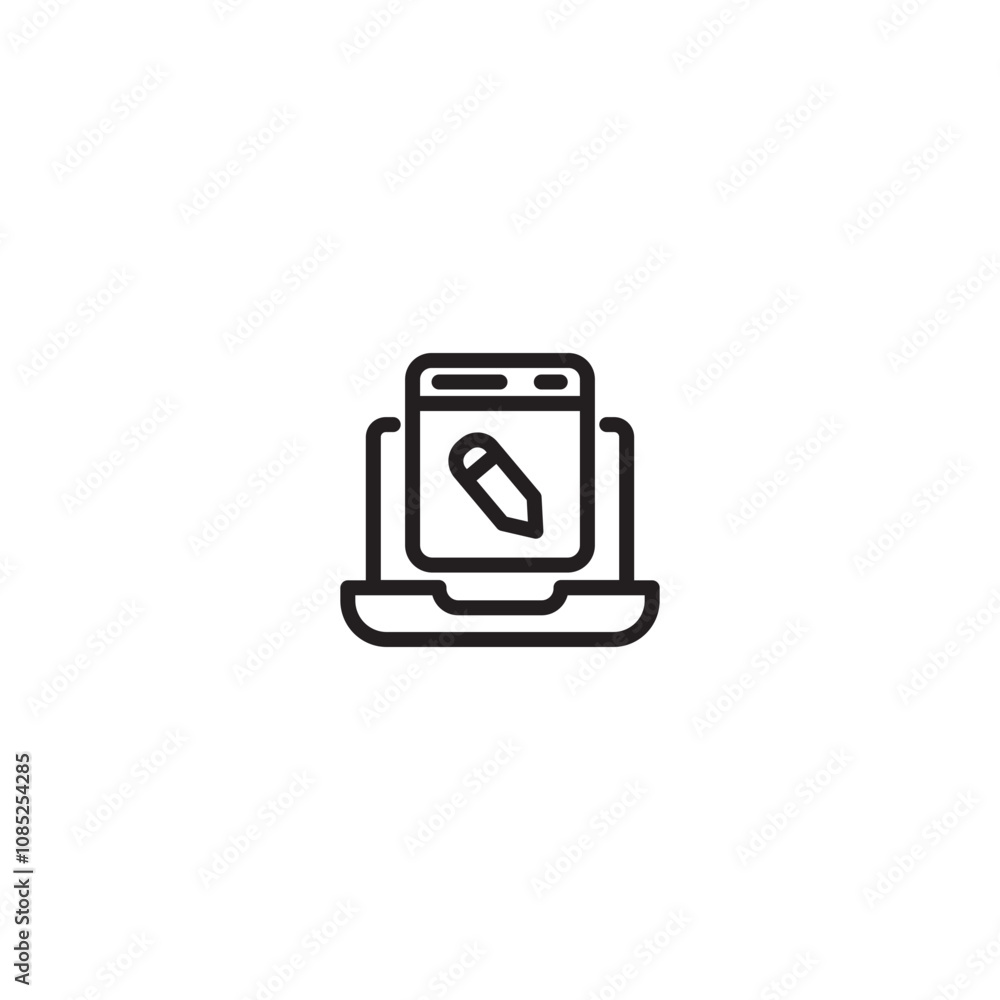 Poster online test icon. exam list questionnaire vector symbol in a outlined style. editable icon.