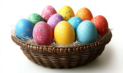 Obraz premium Painted Easter Eggs in a Decorative Basket
