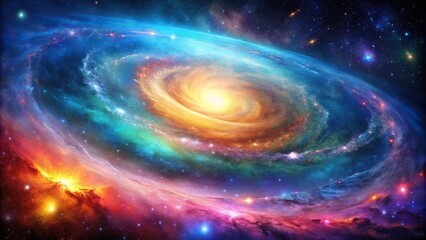 Cosmic galaxy background with vibrant colors and swirls, cosmic motion, nebula cloud formations, vibrant stars