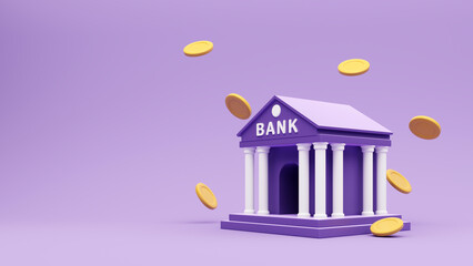 3D render banking system, noble payment. Digital wallet with an application for payment of credit and debit cards. The stylized concept of the bank, preservation and safety of money and savings.