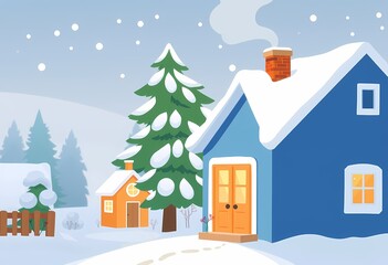 Cozy Winter Village Scene
