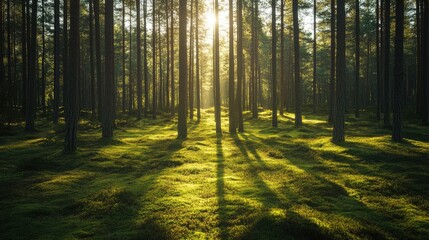 Obraz premium Sunlight Through a Forest