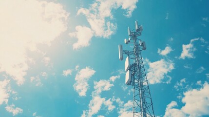 Cell Tower Against a Blue Sky