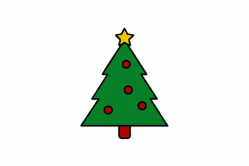 Christmas tree vector icon on white.Merry Christmas .Happy Christmas .My first Christmas 