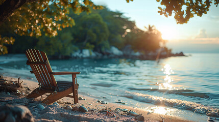 Relaxation in nature concept on a blurred shore