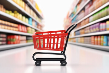 Map 3d and supermarket trolley with shopping background icon location 3d map shopping