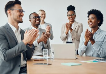 Diverse Business Team Applauding Success