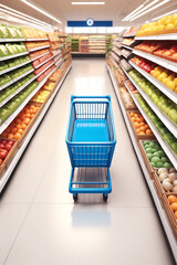 Map 3d and supermarket trolley with shopping background icon location 3d map shopping