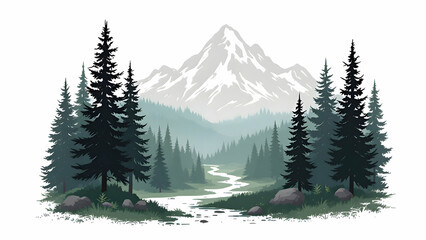 Fototapeta premium Mountain view logo isolated on white