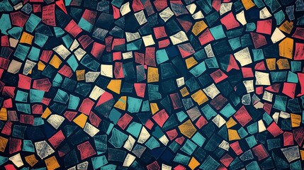 A colorful, abstract background of geometric shapes.