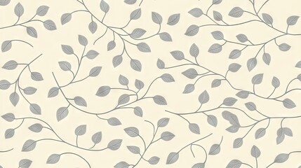 A seamless composition of black line art leaves creates a natural yet abstract feel on a muted backdrop.