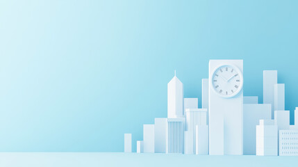 Fototapeta premium Bar Chart with Clock Representing Time Concept
