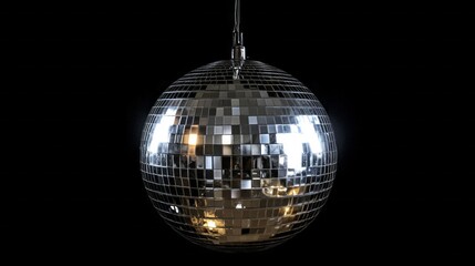 Obraz premium A silver disco ball hanging from a ceiling