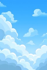 Fototapeta premium Fluffy White Clouds in a Vivid Blue Sky