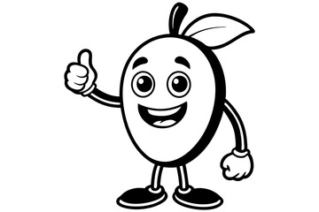 cute cartoon mango fruit character giving a thumbs vector illustration