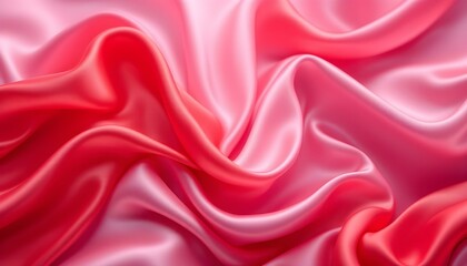 Obraz premium Abstract background featuring semi-transparent red silk fabric with flowing drapery and soft, elegant texture. Red unusual background with subtle rays of light