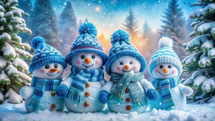 Cute Snowmen Double Exposure Winter Greeting Card