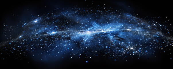Fototapeta premium Vast galaxy filled with shimmering stars and cosmic dust in deep blue hues