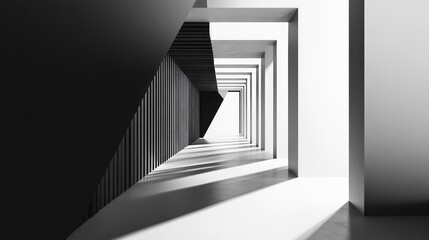 Obraz premium Abstract Architectural Tunnel of White and Black
