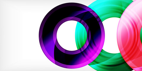 Bright colorful circles with light effects. Abstract background