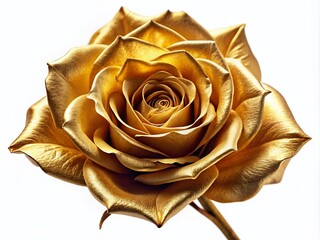 Gold Rose Close-Up, Isolated, White Background, PNG