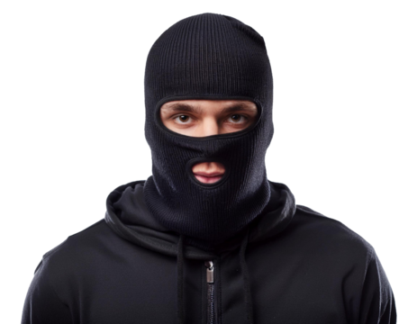 Burglar isolated on white background, cutout