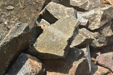 Big Stones Texture Background, Quarry Stone For Construction. 