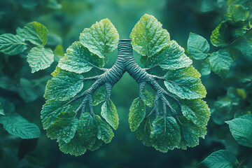 World asthma day: sustainable health concept with leafy lungs design