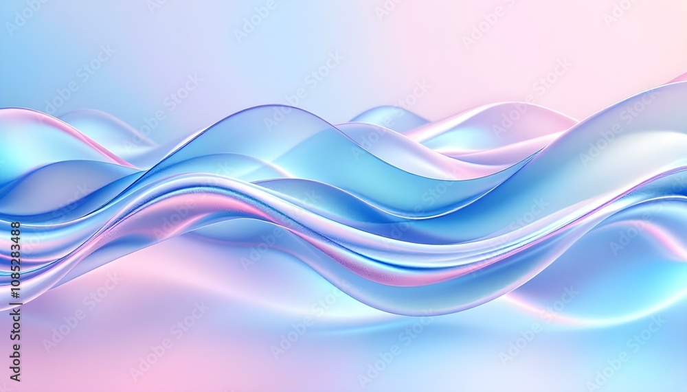 Aufkleber a dynamic 3d rendering of an abstract fluid holographic wave in neon hues, set against a dark backdr