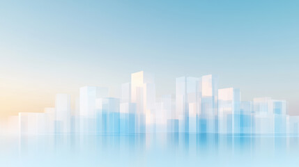 Transparent Silhouette of a Futuristic City at Dawn