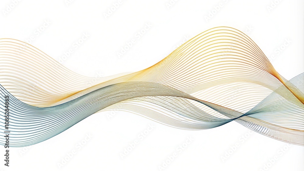 Poster 3d wave lines pattern smooth curve flowing dynamic black isolated on white background for concept of