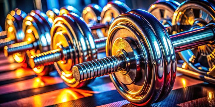 Sharp focus on sleek dumbbells, a gym style statement. - Powered by Adobe