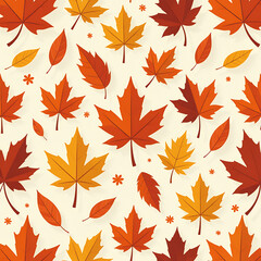 Obraz premium A modern flat pattern featuring autumn leaves, perfect for Thanksgiving.