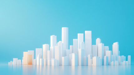 Abstract City Silhouette on a Blue Background