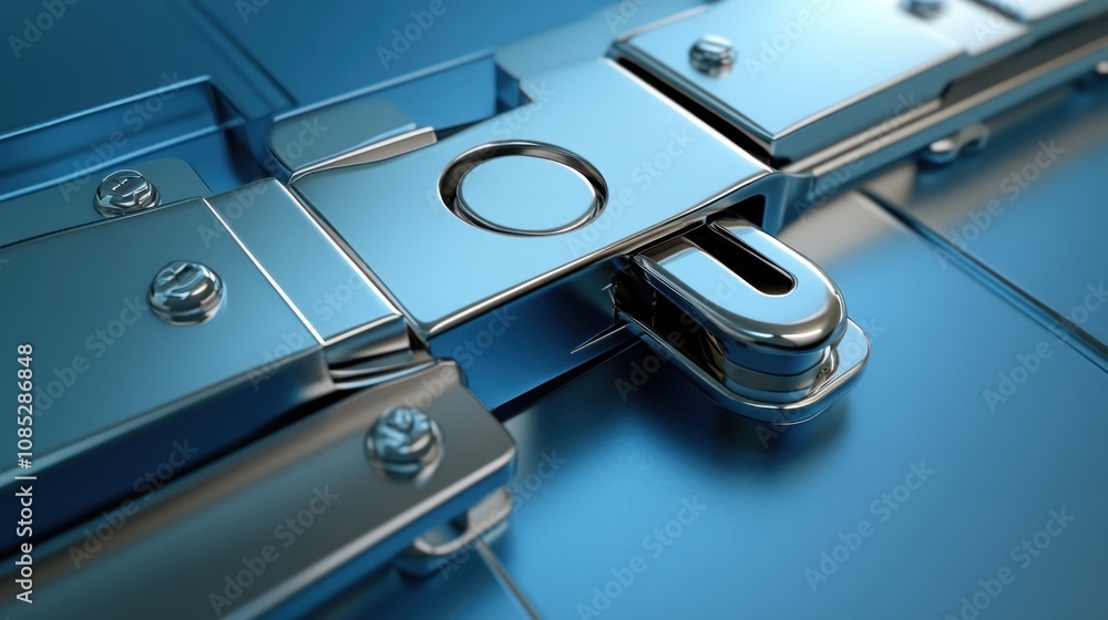Poster close-up of a metallic hinge mechanism showcasing intricate design and functionality.