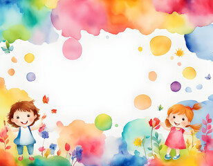 Colorful background watercolor happy children background