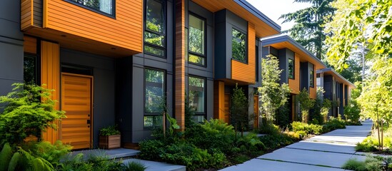 Modern Townhouses With Wood And Gray Siding