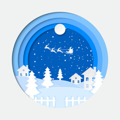 Naklejka premium Background for covers, invitations, posters, banners, flyers, placards. Minimal template design for branding, advertising with winter christmas composition in paper cut style. Vector illustration.