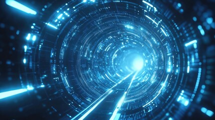 Abstract 3D Rendering of a Futuristic Tunnel