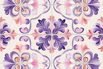Elegant Floral Motif in Soft Lavender and Pink Tones
