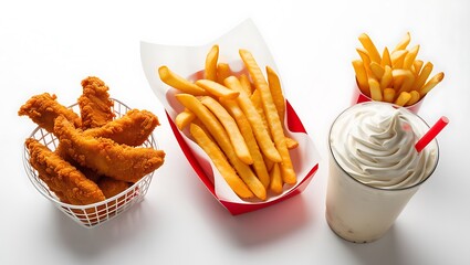 food items at center for a restuarant website isolated background