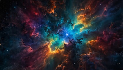 Obraz premium Volumetric Space Cloud Formation with Stellar Light Core