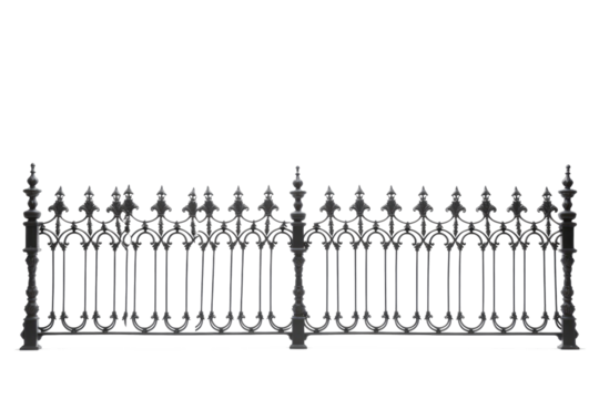 Iron fence railing white background architecture on white background