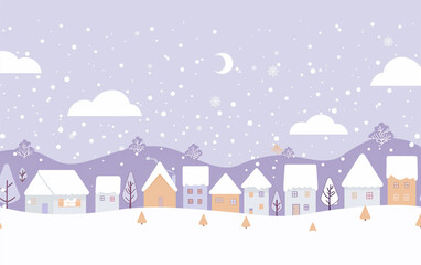 Obraz premium Charming Winter Townscape in Soft Colors