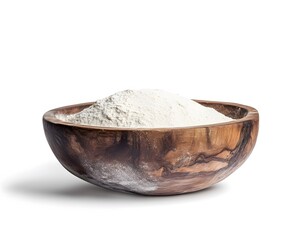 White Flour in a Wooden Bowl