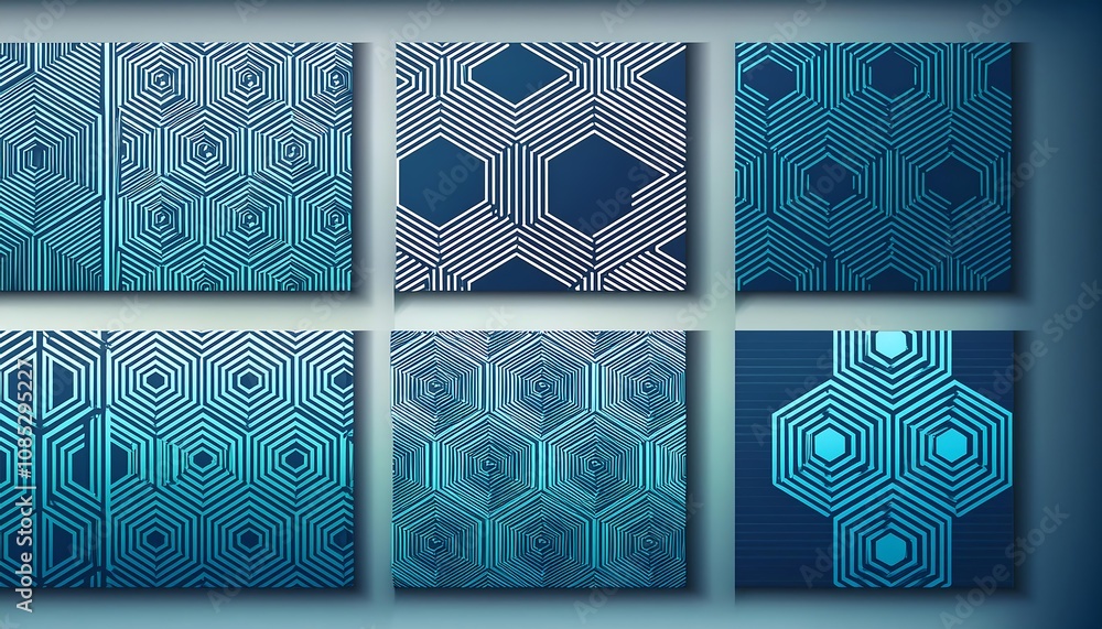 Aufkleber  A set of abstract geometric hexagonal graphic designs featuring seamless patterns and vecto_1(139)