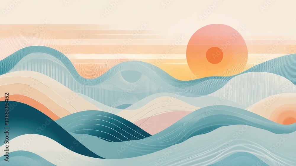 Poster abstract waves with gradient circular design