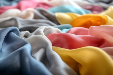 Obraz premium Flowing silk fabrics in an array of colors create a lush and luxurious texture, inviting explorations of pattern and design in modern textile artistry.