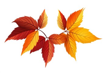 Autumn leaves branch colorful vibrant foliage design