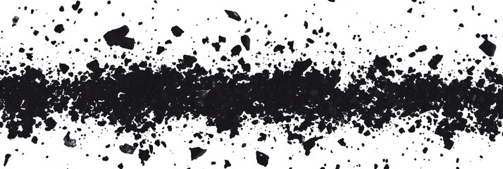 Abstract Black Ink Splashes on White Background